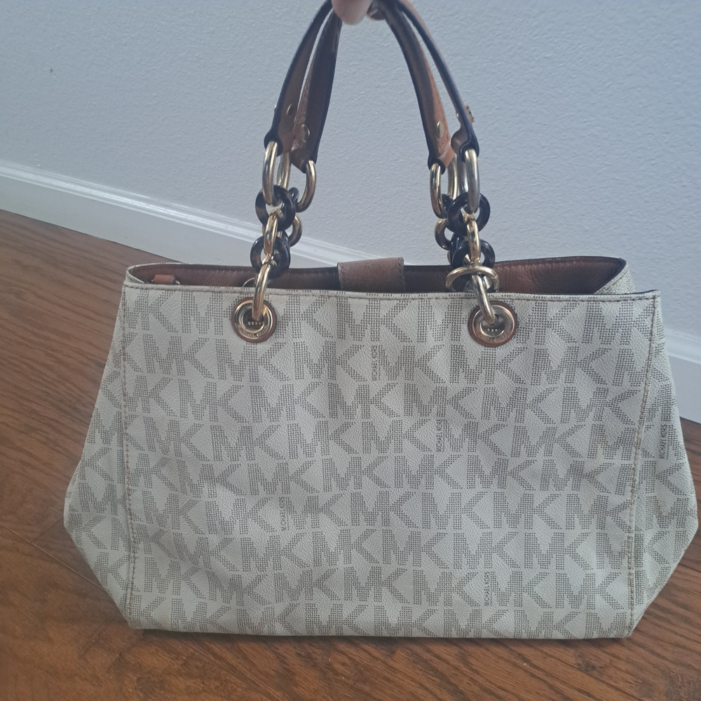 Michael Kors Cream Monogram Shoulder Bag